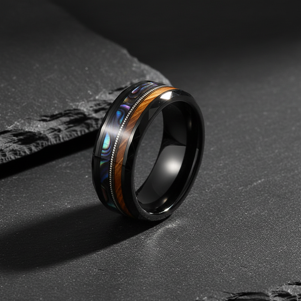 VILANI Abalone Wood Guitar Ring — Hero