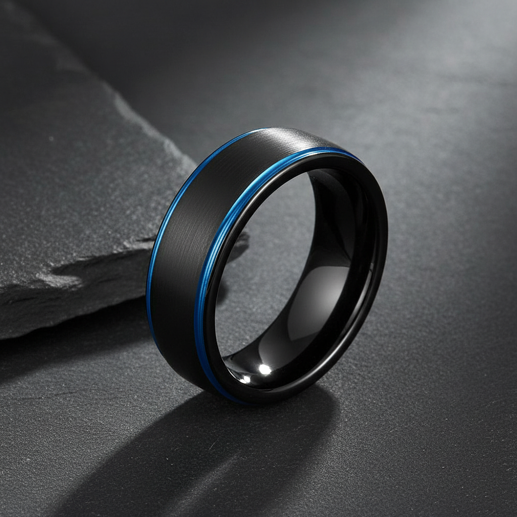 VILANI Black Twin Blue Edge Ring — Hero