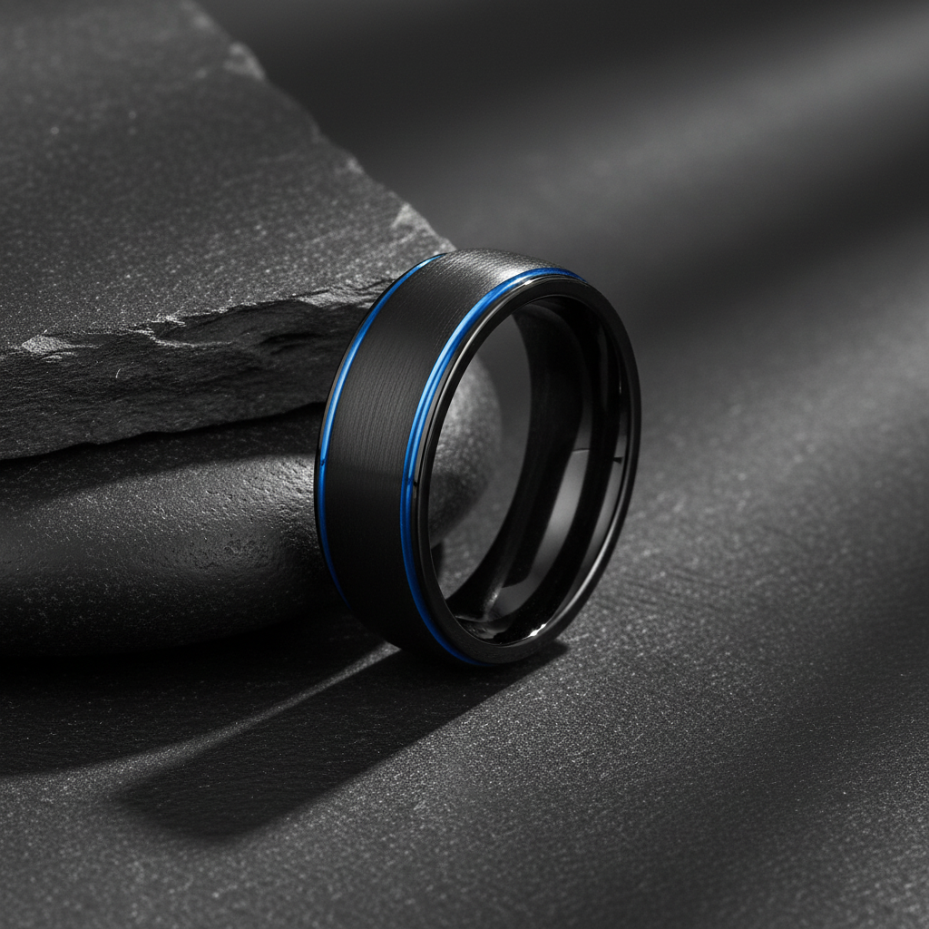 VILANI Black Twin Blue Edge Ring — Leaning