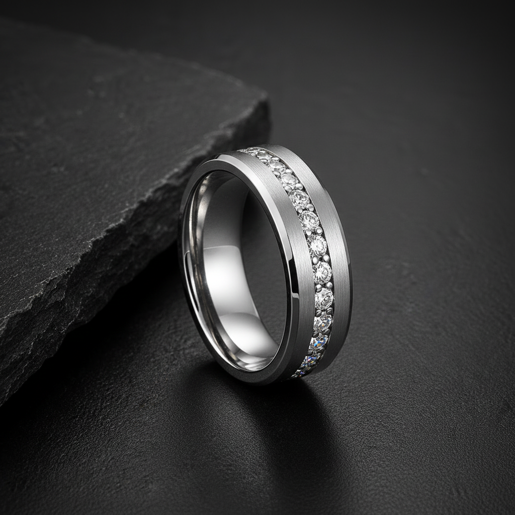 VILANI Diamond CZ Silver Ring — Flat