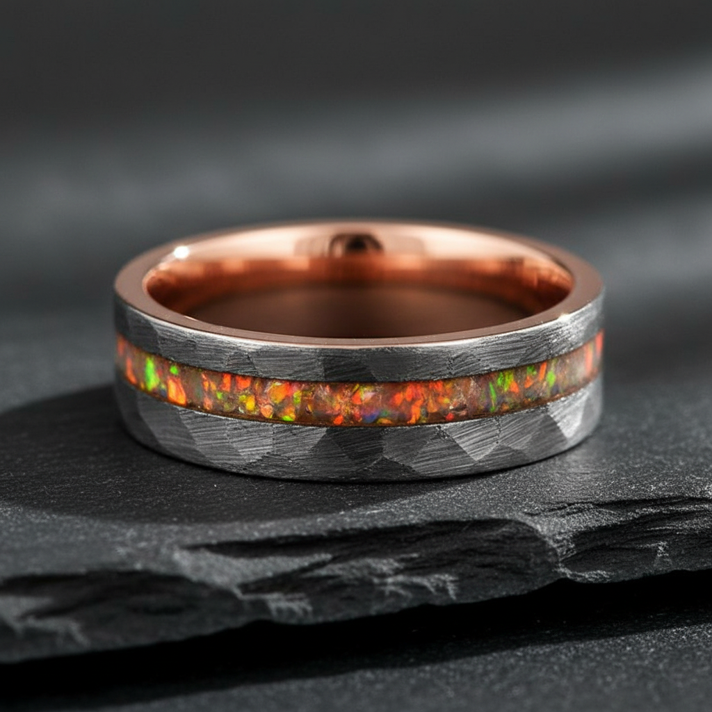VILANI Fire Opal Rose Gold Ring — Macro