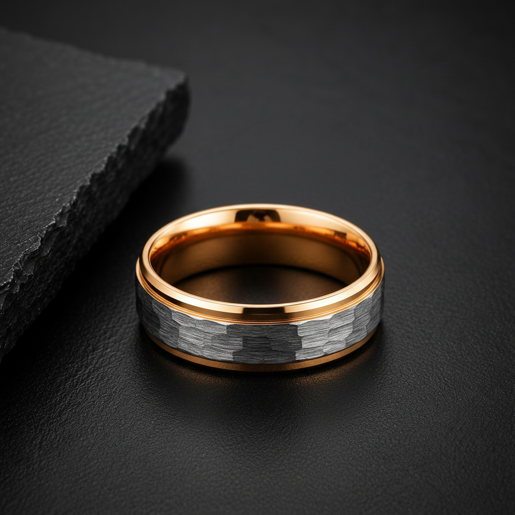 VILANI Hammered Rose Gold Ring Flat