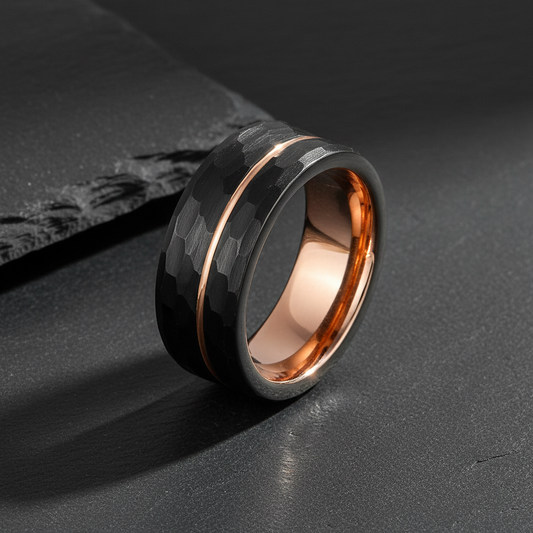 VILANI Hammered Rose Gold Ring — Hero