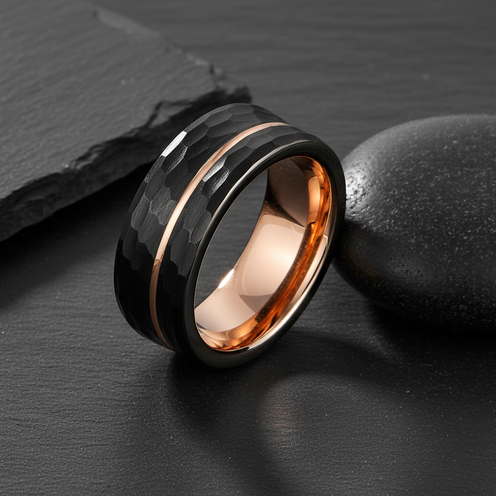 VILANI Hammered Rose Gold Ring — Leaning
