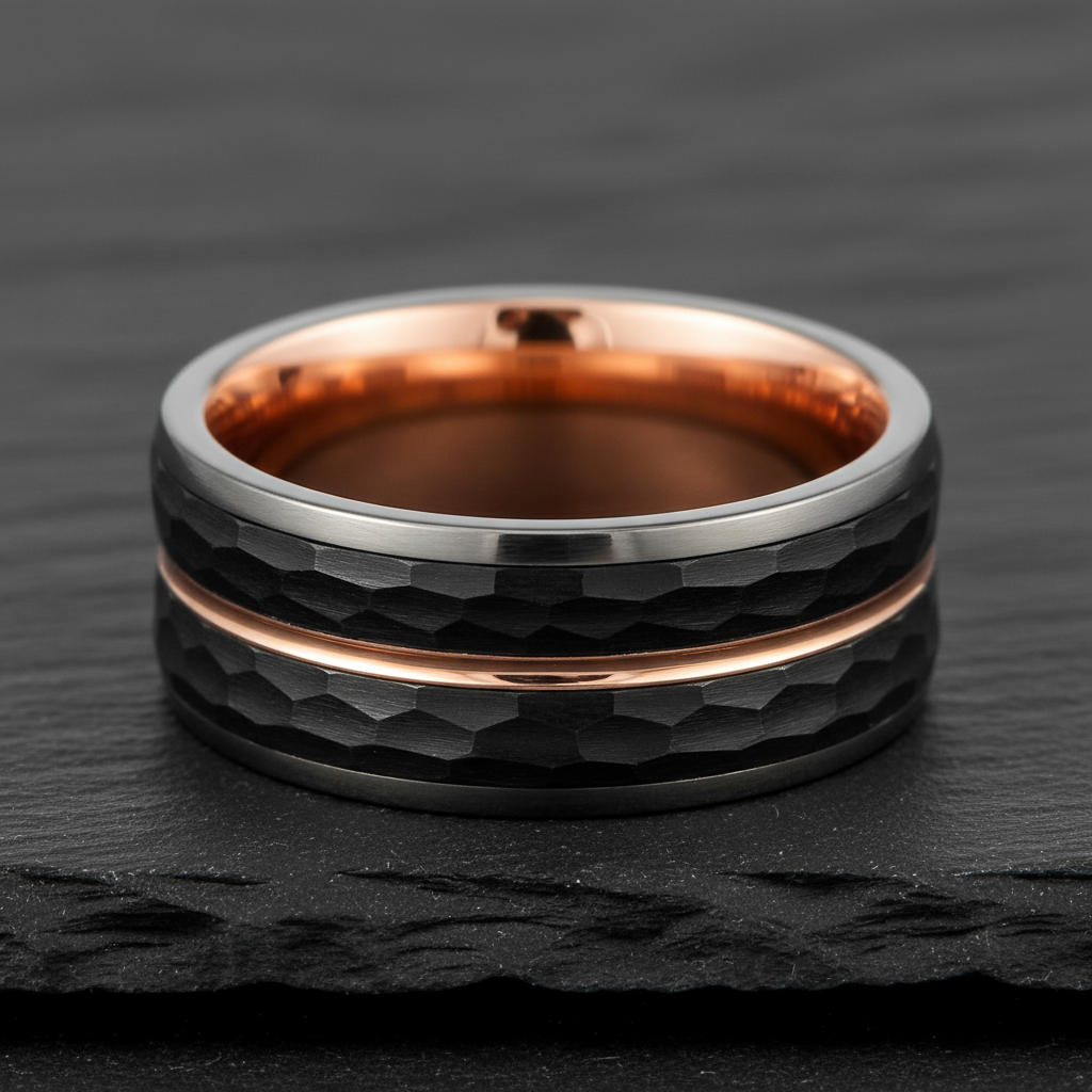VILANI Hammered Rose Gold Ring — Macro