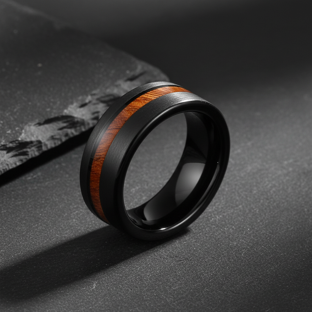 VILANI Koa Wood Ring — Flat