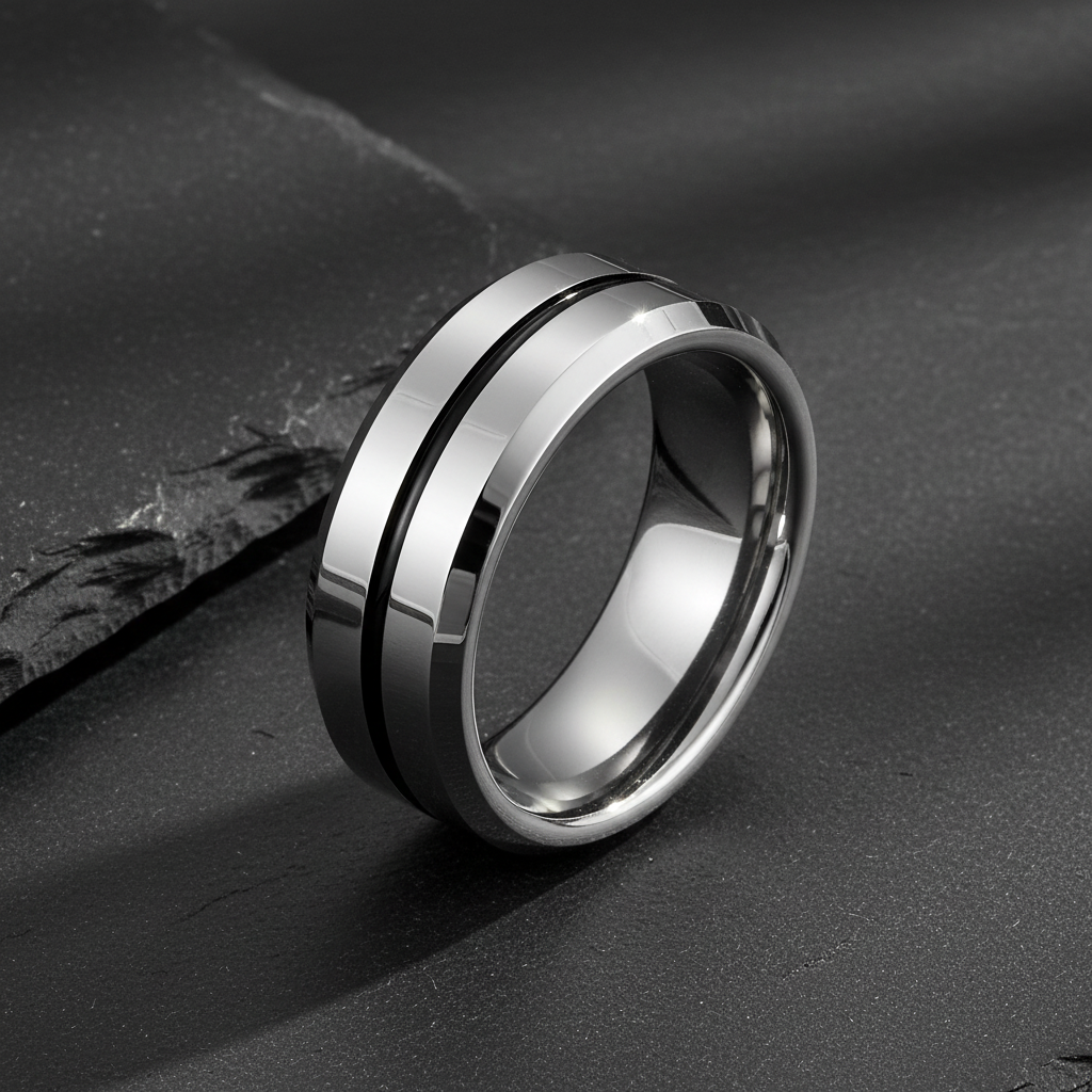 VILANI Polished Silver Black Groove — Hero