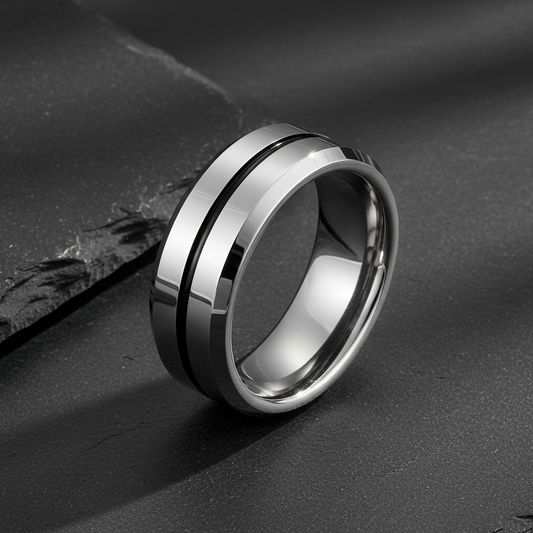 VILANI Polished Silver Black Groove — Hero