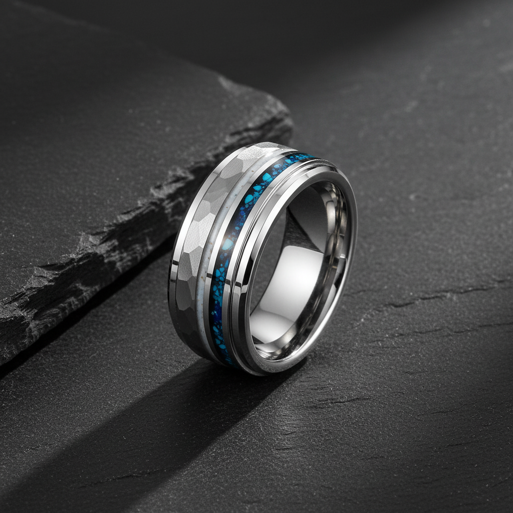 VILANI Silver Faceted Blue Inlay — Flat