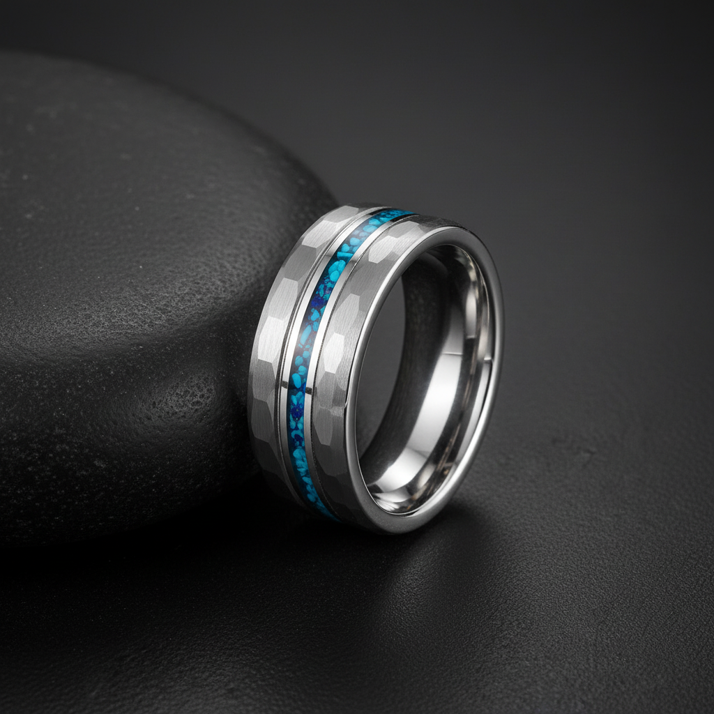 VILANI Silver Faceted Blue Inlay — Leaning