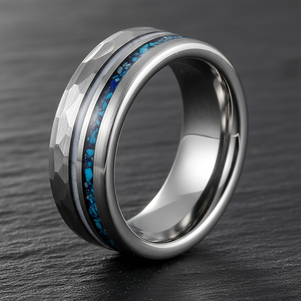 VILANI Silver Faceted Blue Inlay — Macro