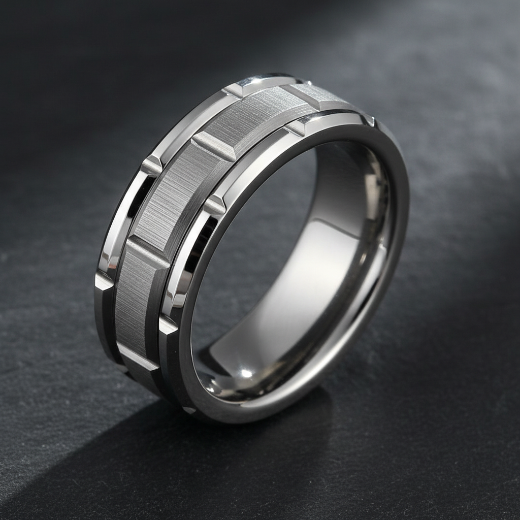 VILANI Silver Notch Ring — Macro