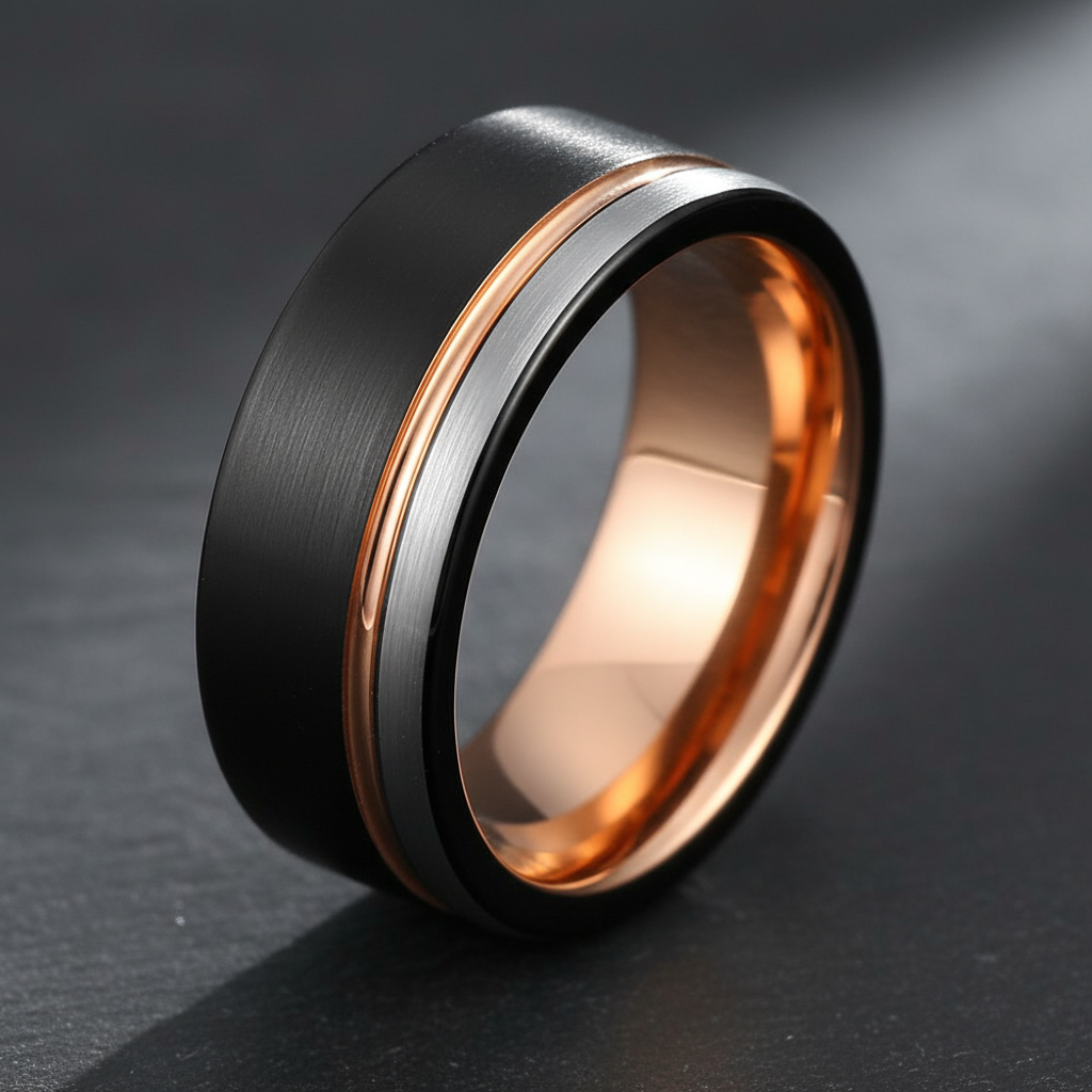 VILANI Tri-Tone Rose Gold Ring — Macro